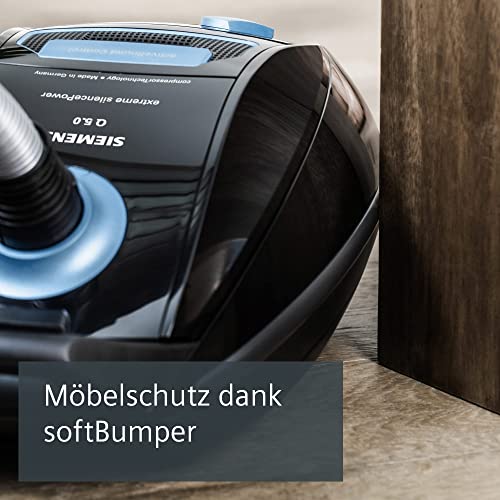 Siemens Staubsauger Q5.0 extreme silencePower VSQ5X1230 850 W 4,5 l Beutel, leise 70 dB, Hygiene-Filter, Parkett- Teppich- und Fliesenbürste, schwarz