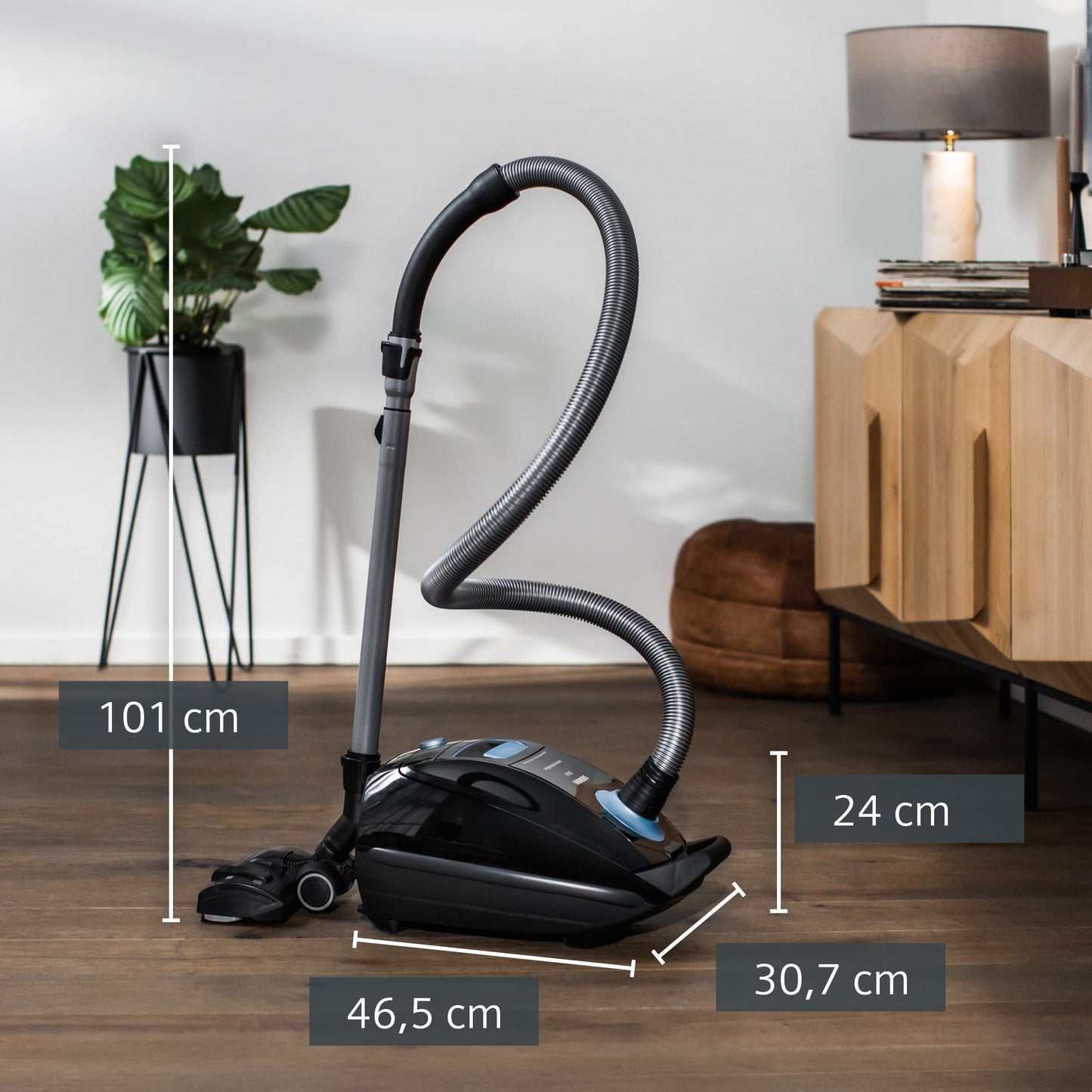 Siemens Staubsauger Q5.0 extreme silencePower VSQ5X1230 850 W 4,5 l Beutel, leise 70 dB, Hygiene-Filter, Parkett- Teppich- und Fliesenbürste, schwarz