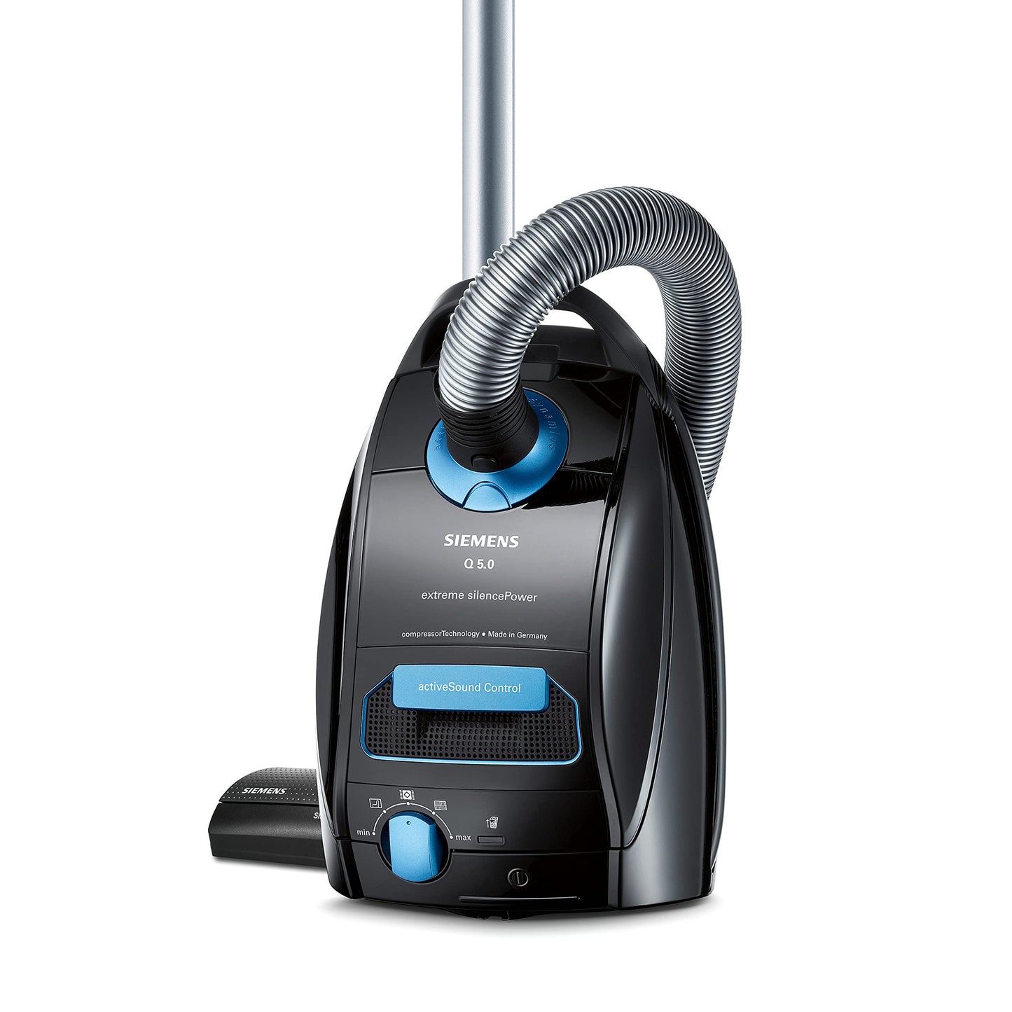 Siemens Staubsauger Q5.0 extreme silencePower VSQ5X1230 850 W 4,5 l Beutel, leise 70 dB, Hygiene-Filter, Parkett- Teppich- und Fliesenbürste, schwarz